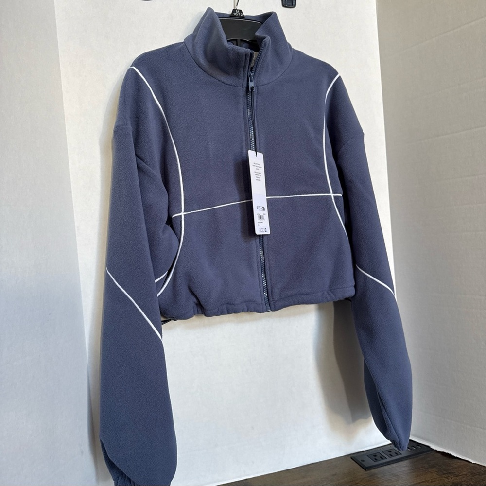 NEW Alo Yoga Polar Fleece Game Time Full Zip Jacket Bluestone White PRICE FIRM